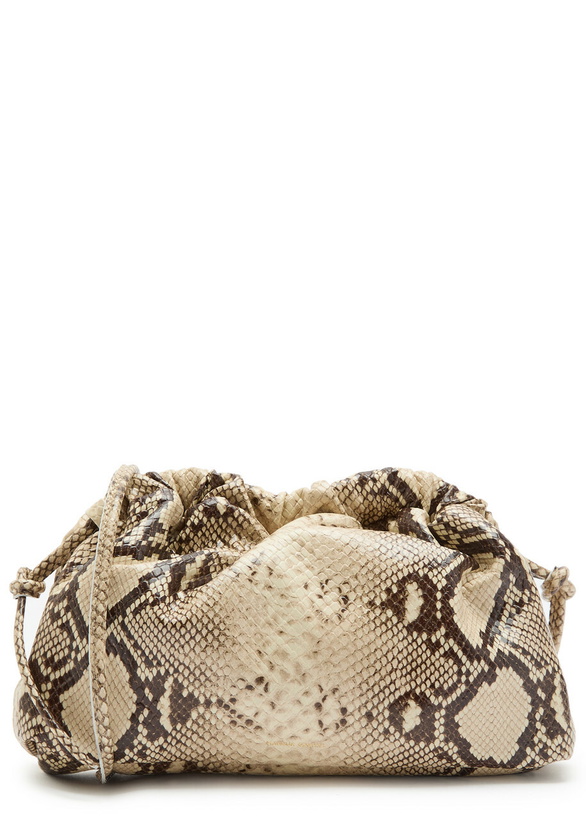 Photo: Mansur Gavriel Cloud Mini Python-print Leather Clutch - Beige - One Size