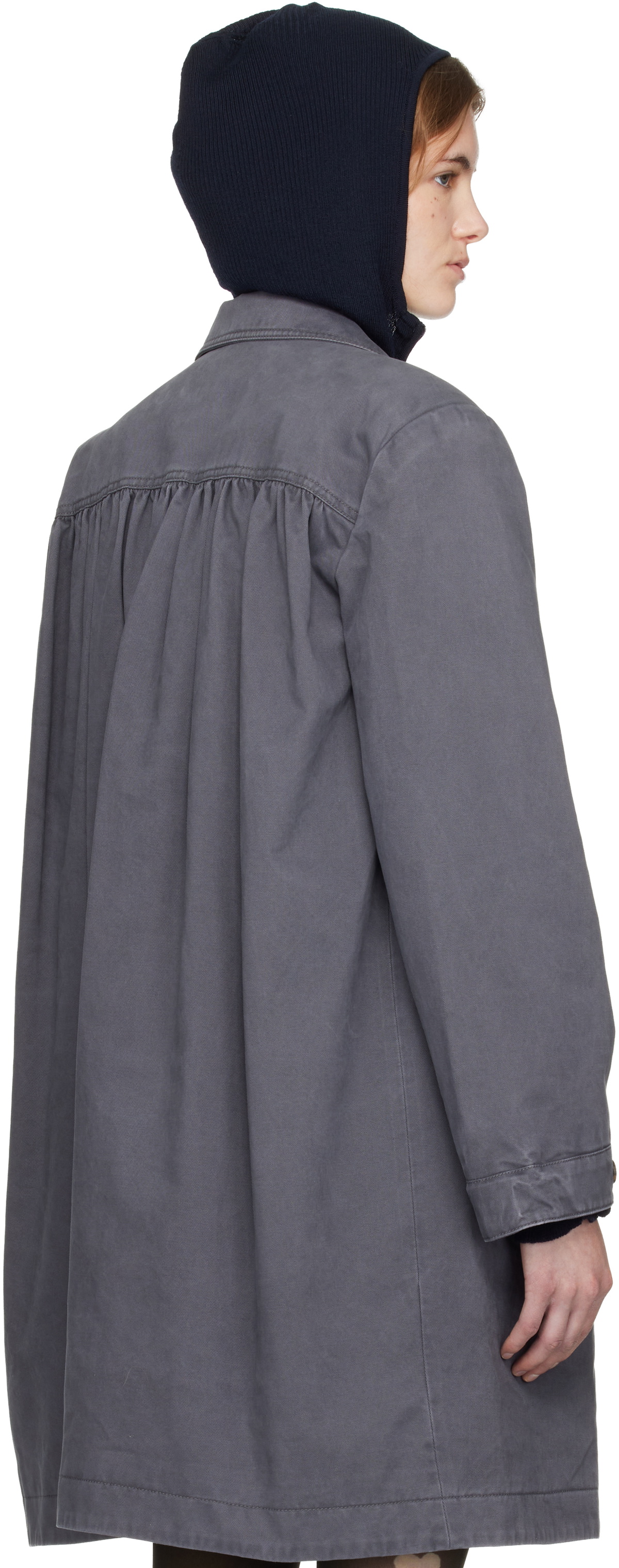 OPEN YY Gray Over Shirred Top Coat