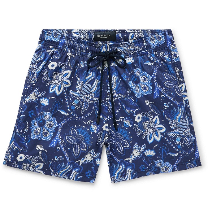 Photo: Etro - Mid-Length Floral-Print Swim Shorts - Blue