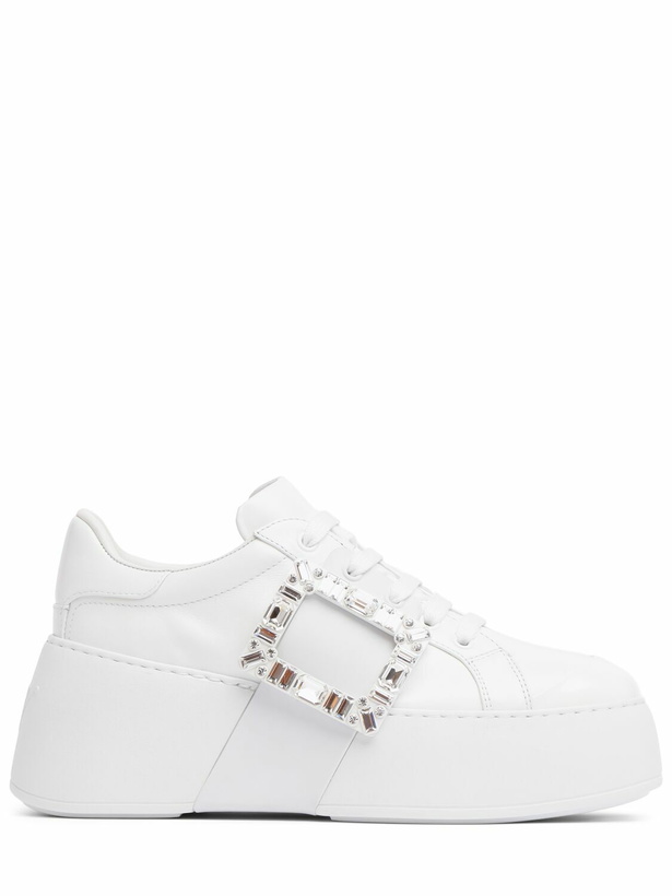 Photo: ROGER VIVIER Viv Skate Crystal Buckle High Sneakers