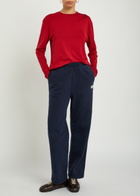 American Vintage Plizzy Logo-print Cotton Sweatpants Navy