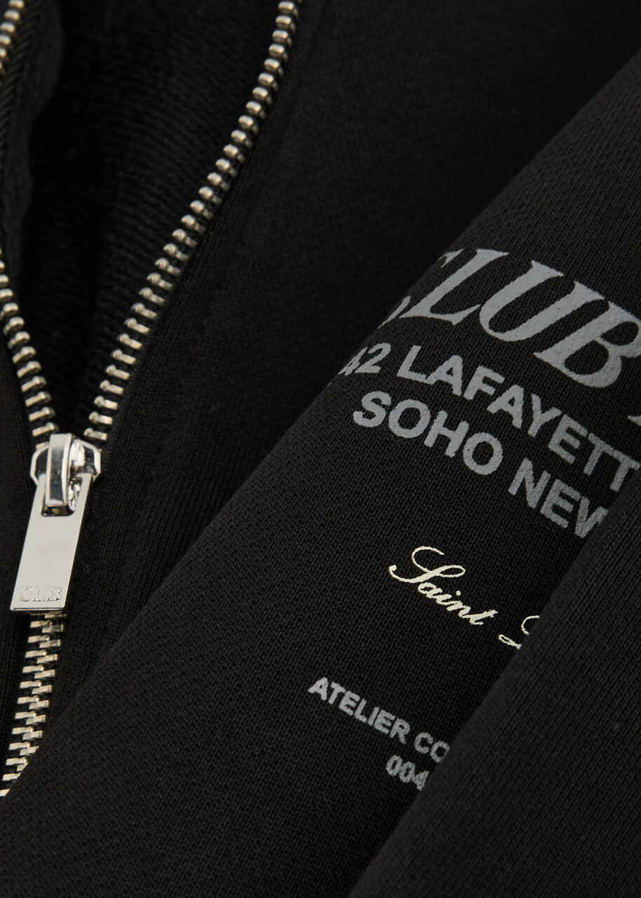 Club 1984 Soho Printed Hooded Cotton Sweatshirt Black