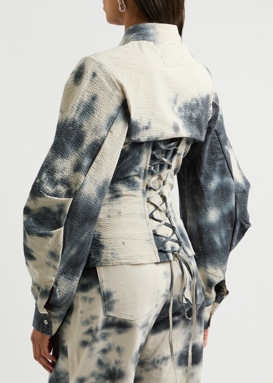 Marques' Almeida Tie-dye Seersucker Shirt Cream