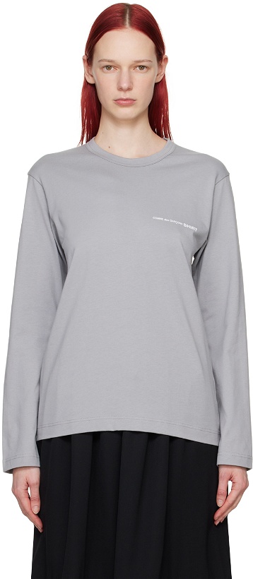 Photo: Comme des Garçons Shirt Gray Printed Long Sleeve T-Shirt