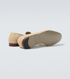 Manolo Blahnik Mario leather-trimmed raffia loafers
