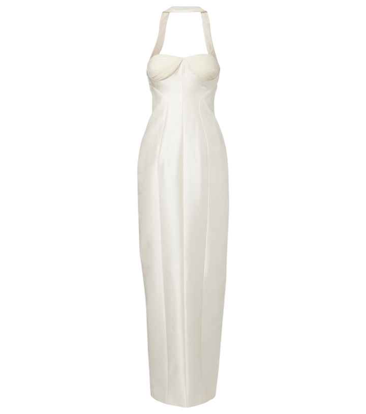 Photo: Danielle Frankel Bridal Lette wool and silk bustier gown