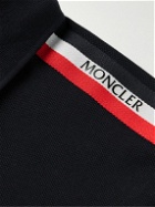 Moncler - Logo-Appliquéd Webbing-Trimmed Cotton-Piqué Polo Shirt - Blue