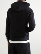 Off-White - Embroidered Appliquéd Stretch-Cotton Jersey Hoodie - Black