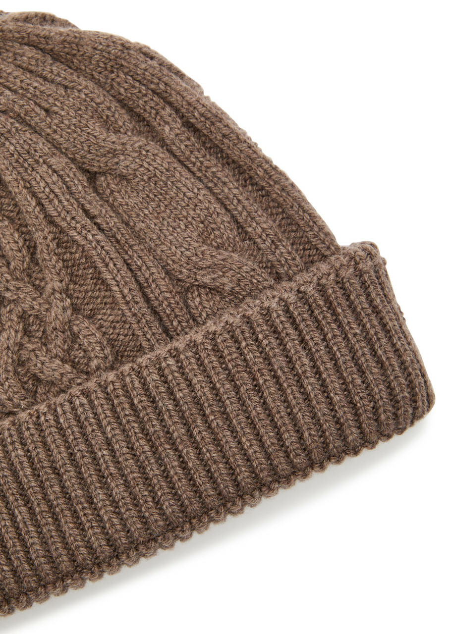 John Smedley Emery Cable-knit Cashmere and Wool-blend Beanie - Taupe - One Size
