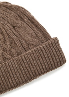 John Smedley Emery Cable-knit Cashmere and Wool-blend Beanie - Taupe - One Size