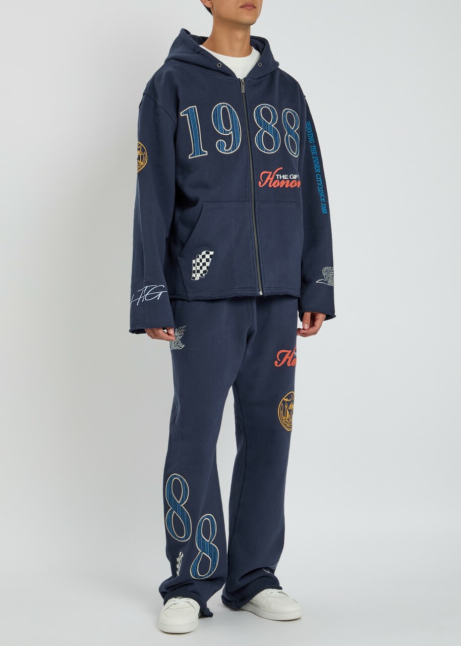 Honor The Gift 1988 Embroidered Hooded Cotton Sweatshirt Navy