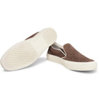 TOM FORD - Cambridge Leather-Trimmed Woven Suede Slip-On Sneakers - Brown