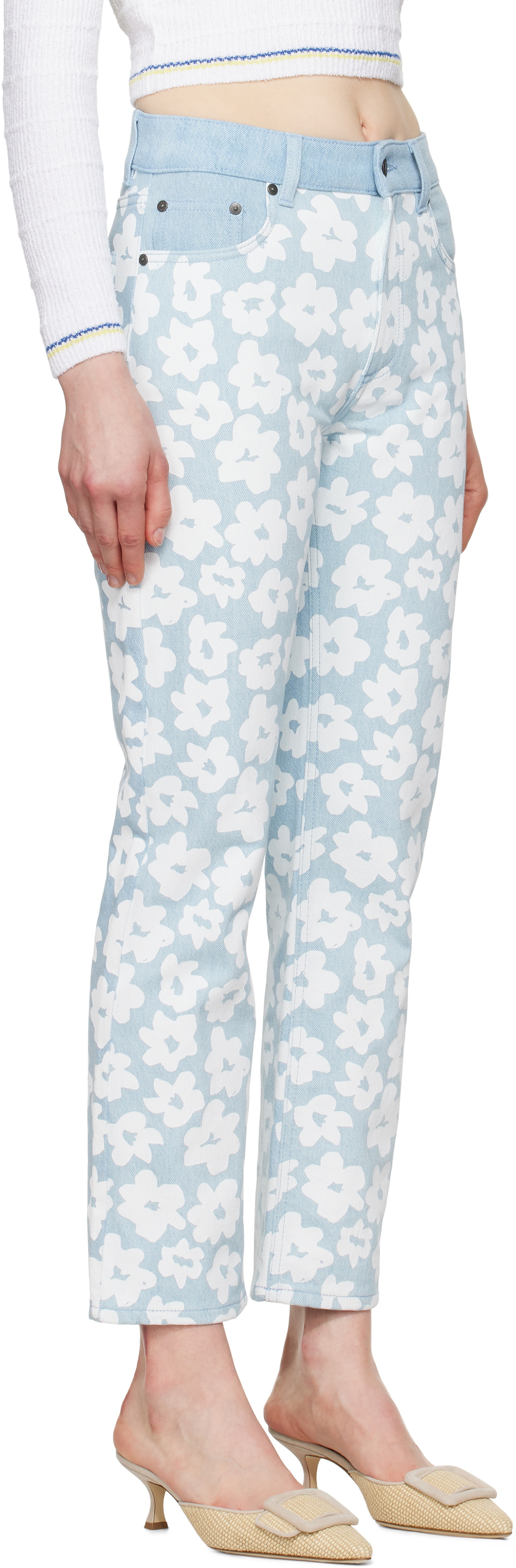 MSGM Blue Printed Jeans
