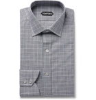 TOM FORD - Grey Slim-Fit Prince of Wales Checked Cotton-Poplin Shirt - Gray
