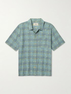 Folk - Gabe Embroidered Checked Linen and Cotton-Blend Shirt - Blue