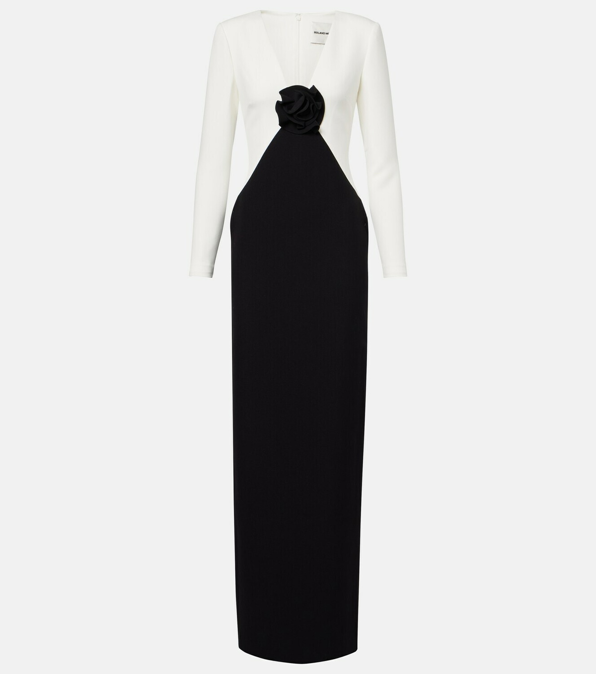 Roland Mouret Floral-appliqué crêpe gown