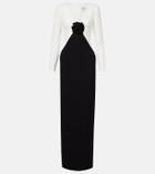 Roland Mouret Floral-appliqué crêpe gown