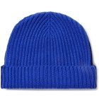 Begg & Co - Colour-Block Ribbed Cashmere Beanie - Blue
