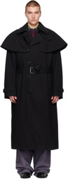 Dries Van Noten Black Cape Trench Coat