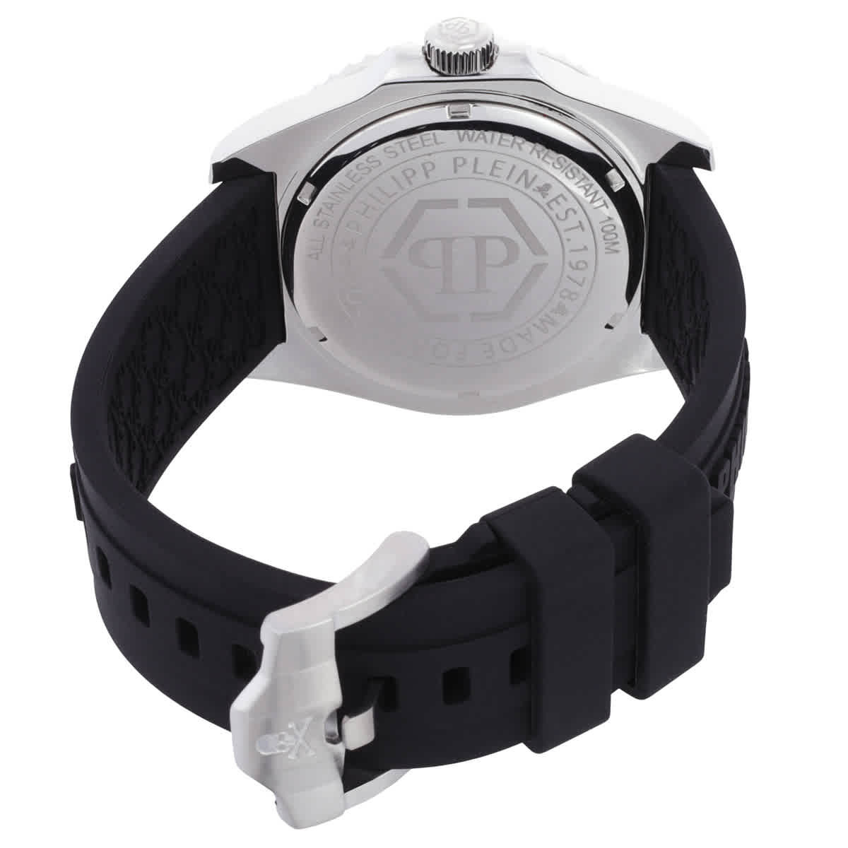 Philipp Plein The Skull Diver Quartz Black Dial Mens Watch PWOAA0122