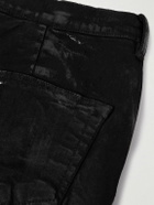 DRKSHDW by Rick Owens - Geth Slim-Fit Straight-Leg Distressed Metallic Jeans - Black