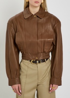 Ronny Kobo Samson Panelled Leather Jacket Brown