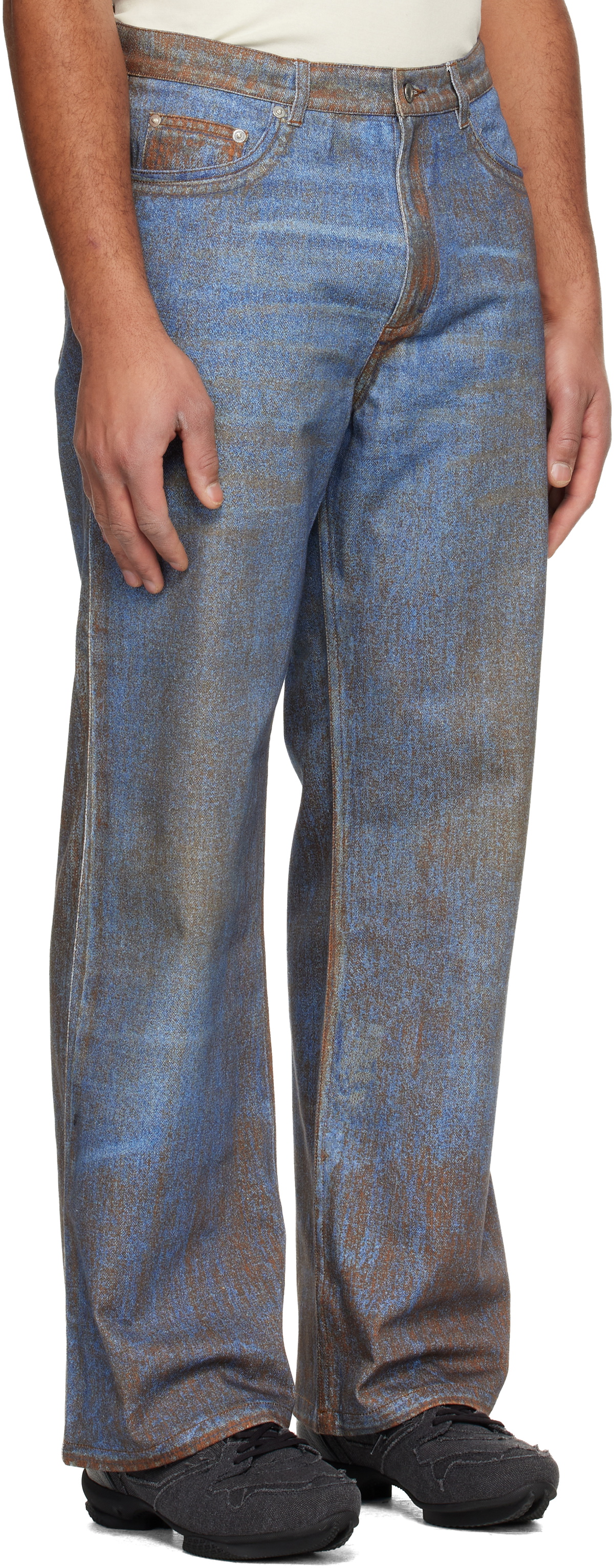 CAMPERLAB Blue & Brown Paint Print Jeans