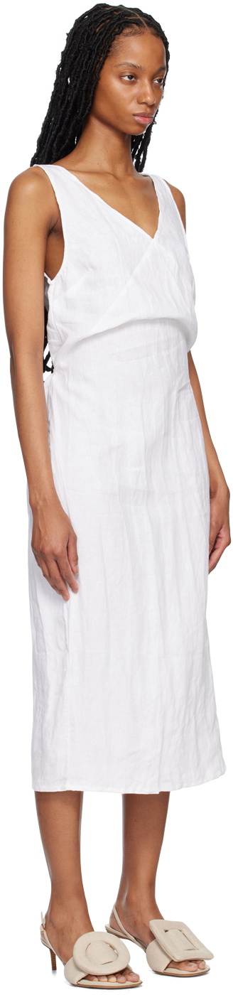 Deiji Studios White V-Neck Midi Dress