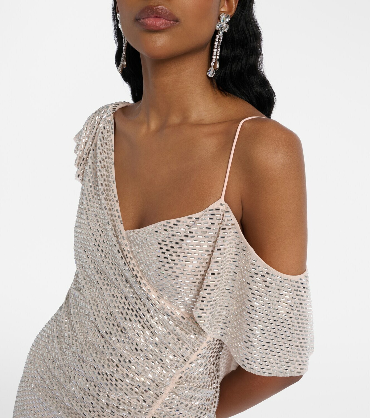 Self-Portrait Draped rhinestone-embellished maxi dress