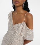 Self-Portrait Draped rhinestone-embellished maxi dress