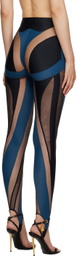 Mugler Black & Navy Spiral Leggings
