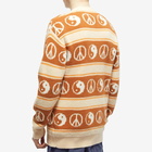 Lo-Fi Men's Balance Mohair Crew Sweat in Tan/Brown/Orange