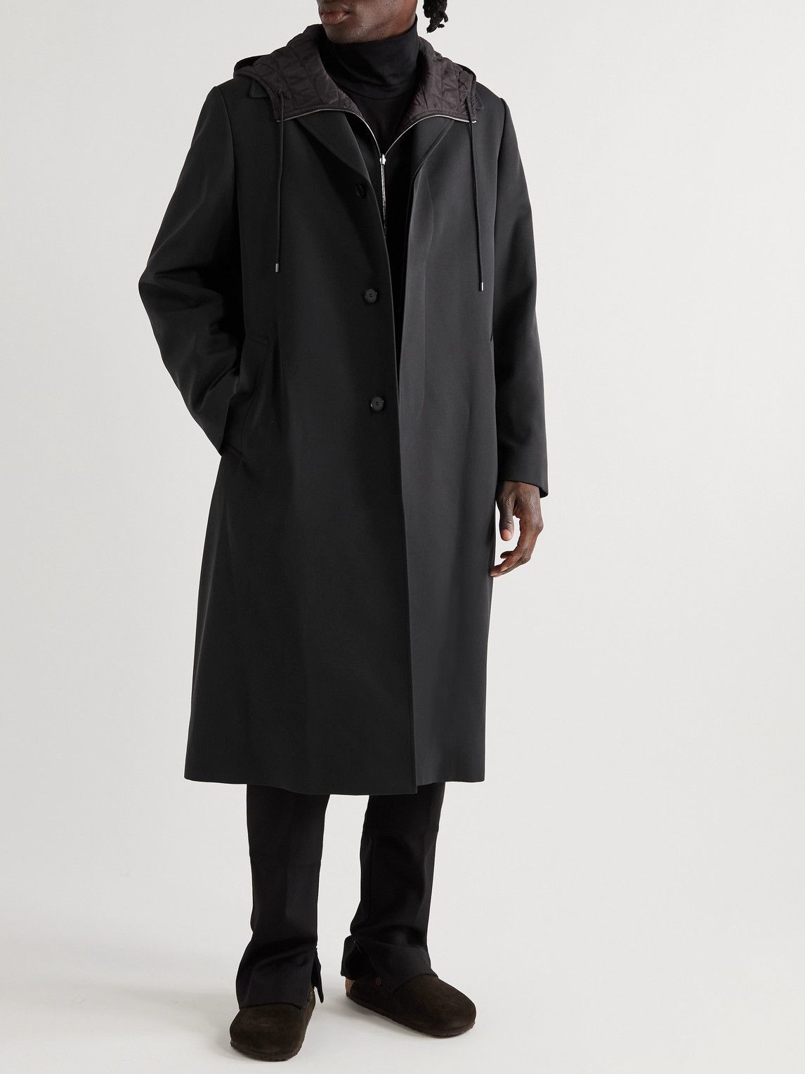 オーラリー WOOL GABARDINE HOODED LINER COAT - ステンカラーコート