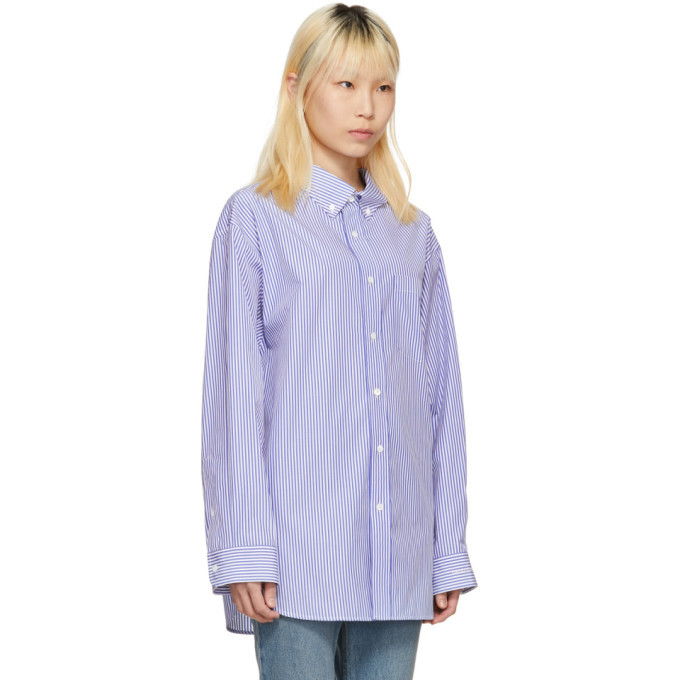 Balenciaga Blue and White Striped Swing Shirt Balenciaga