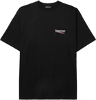 BALENCIAGA - Oversized Logo-Print Cotton-Jersey T-Shirt - Black