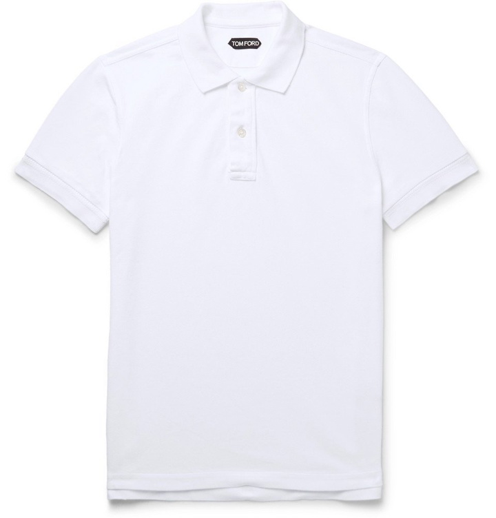 Photo: TOM FORD - Garment-Dyed Cotton-Piqué Polo Shirt - Men - White