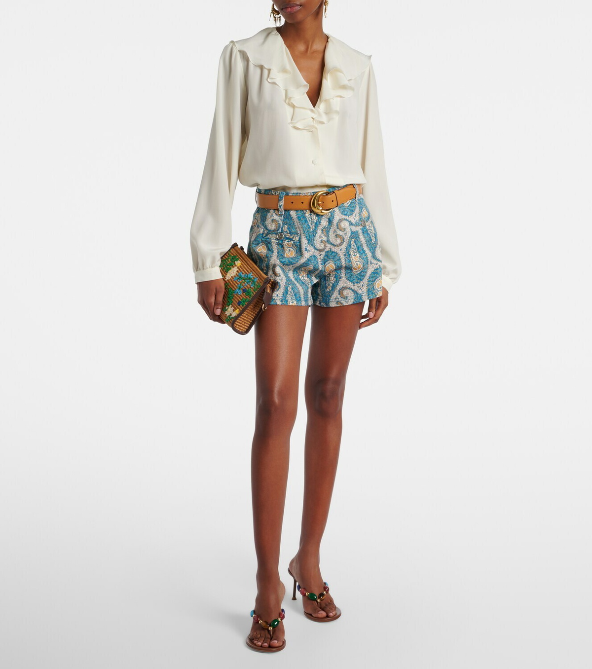 Etro Paisley denim shorts
