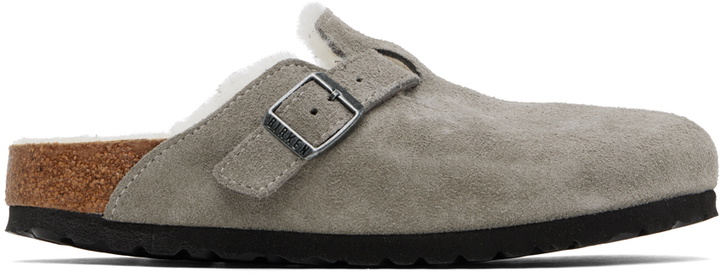 Photo: Birkenstock Gray Narrow Boston Shearling Loafers