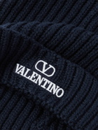 Valentino - Valentino Garavani Logo-Embroidered Ribbed Virgin Wool Beanie