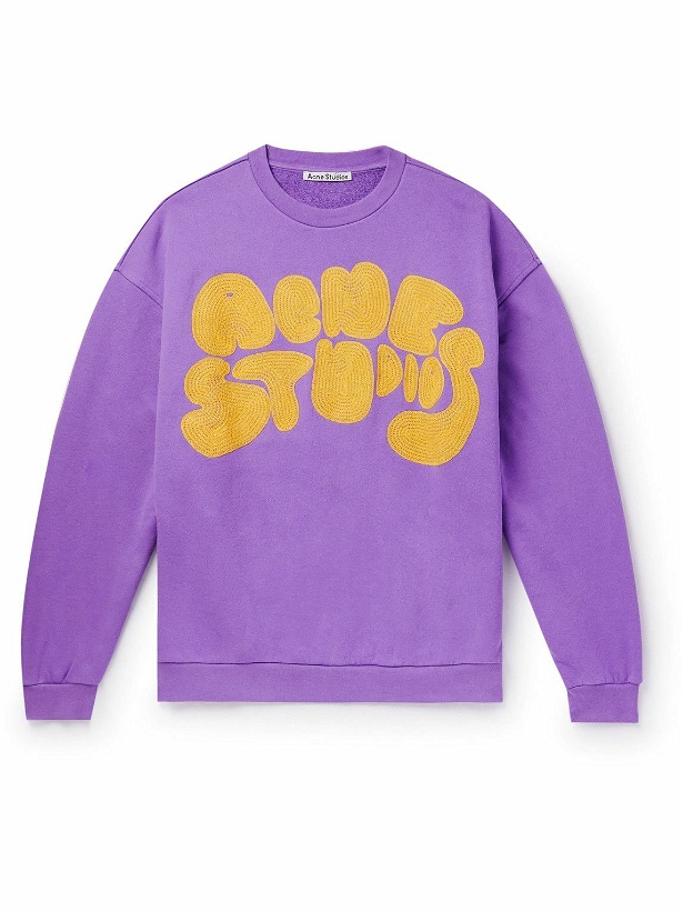 Photo: Acne Studios - Oversized Logo-Embroidered Organic Cotton-Jersey Sweatshirt - Purple