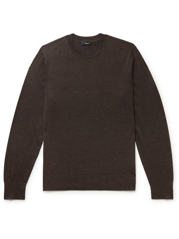 Photo: Theory - Slim-Fit Wool Sweater - Brown