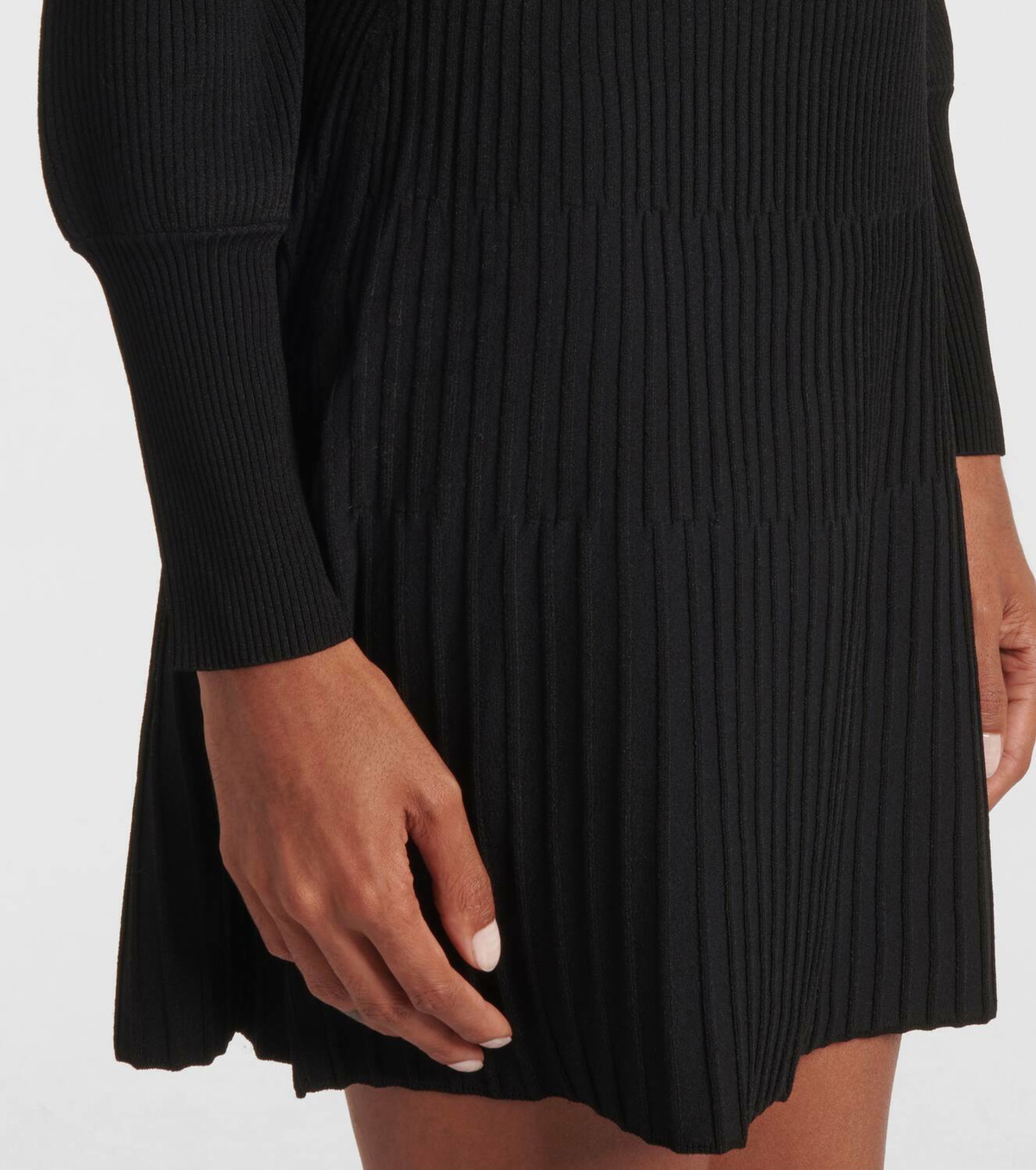 knit midi dress petite Lemon Black Lace-Detail 2 Piece Textured Knit Dress Set main image 0