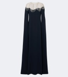Oscar de la Renta Embellished silk-blend georgette gown