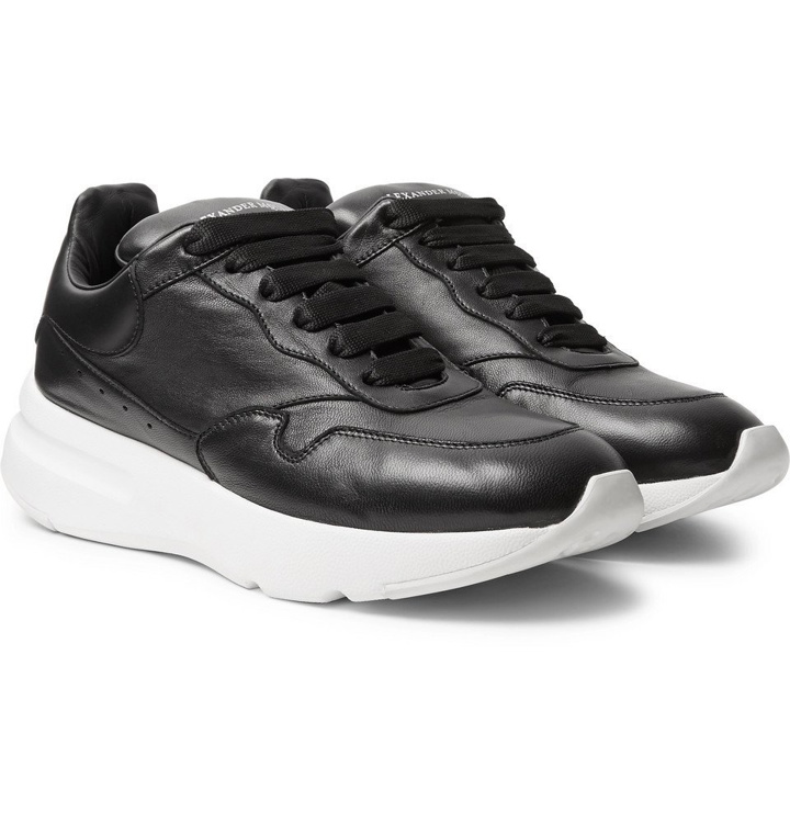 Photo: Alexander McQueen - Exaggerated-Sole Leather Sneakers - Men - Black