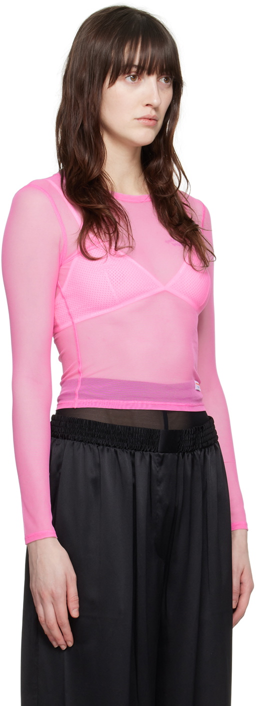 Alexander Wang Pink Semi-Sheer Long Sleeve T-Shirt Alexander