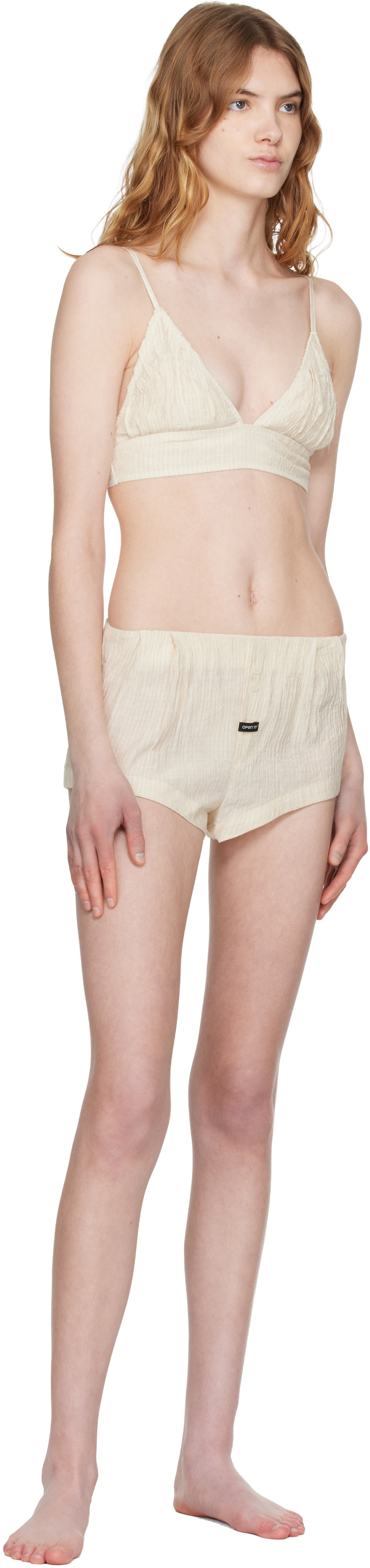 OPEN YY Beige Crinkled Tab Boxer Briefs