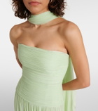 Marmar Halim Pleated scarf-detail silk georgette gown