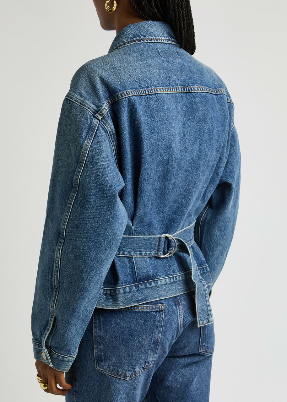 Agolde Zyla Belted Denim Jacket Blue