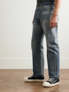 John Elliott - Wyatt Straight-Leg Distressed Paint-Splattered Jeans - Blue