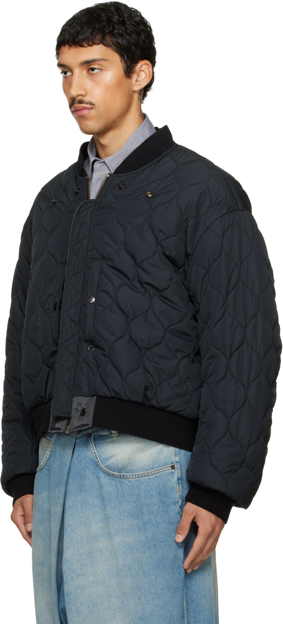 Maison Margiela Gray & Black Reversible Bomber Jacket
